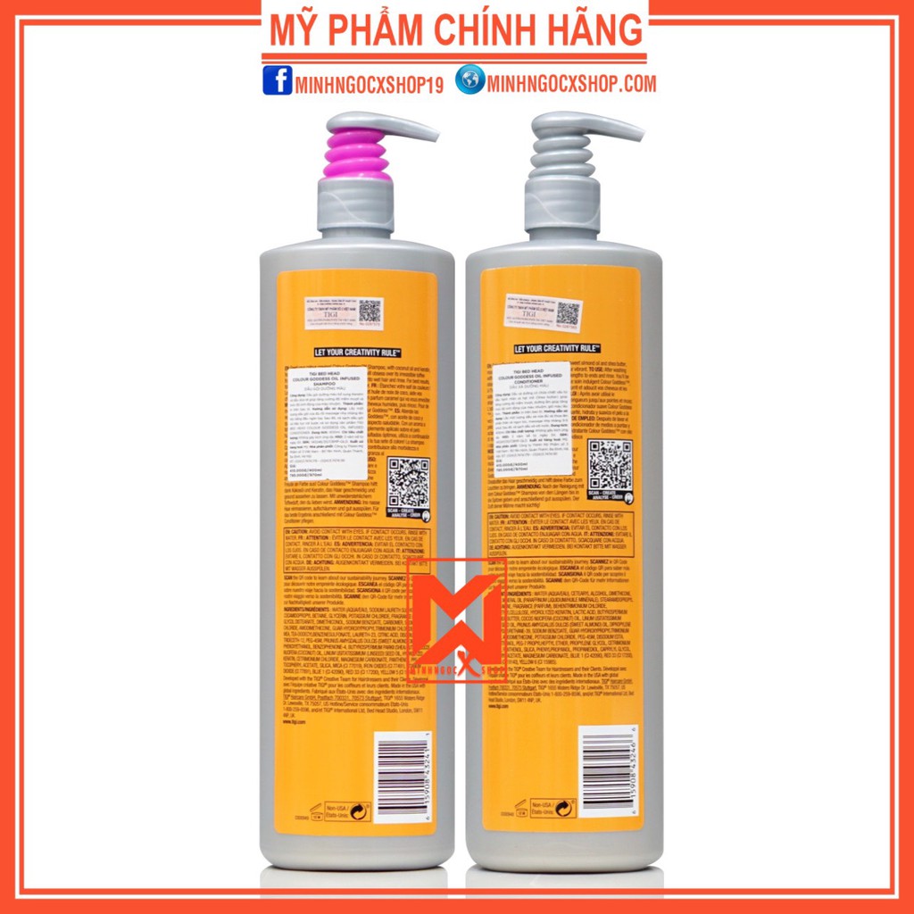 Dầu gội xả tigi cho tóc nhuộm TIGI COLOUR GODDESS 970ml chính hãng