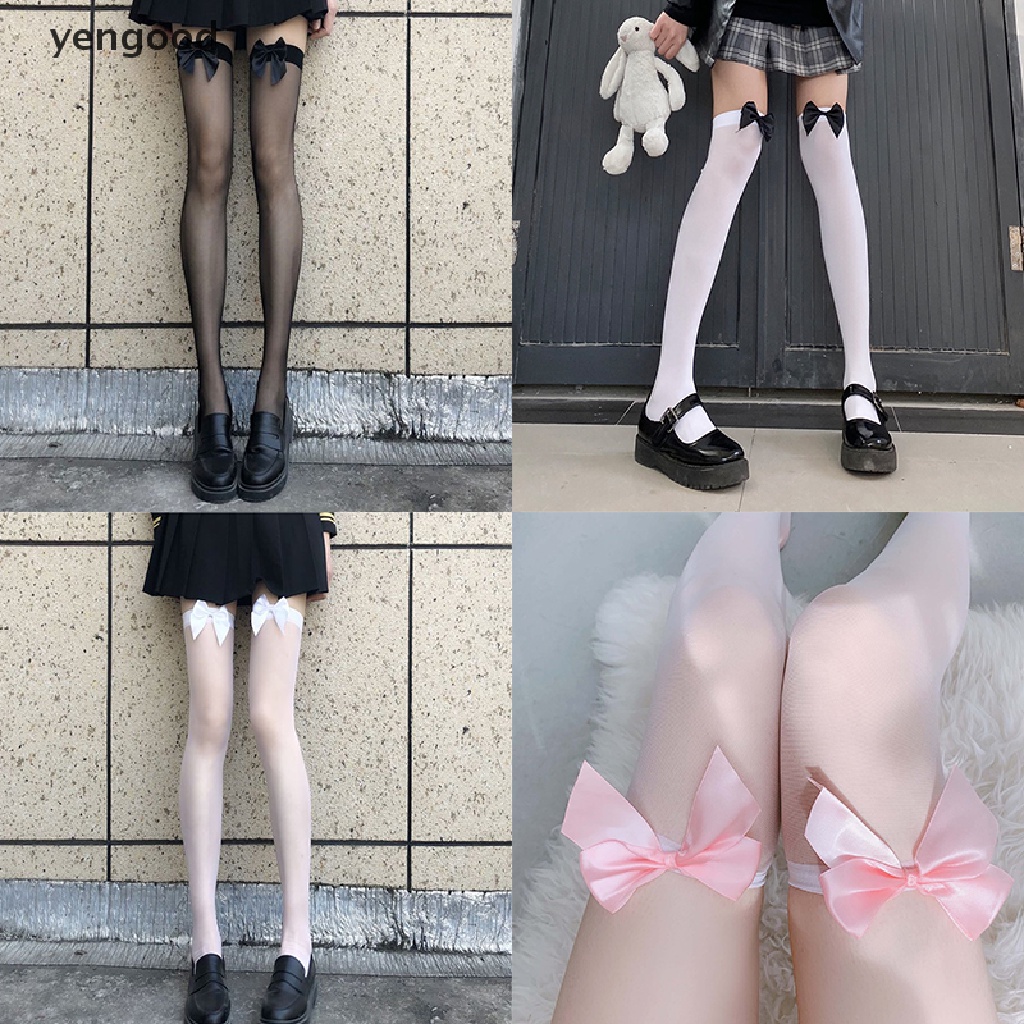 Vớ Dài Qua Gối Bằng Nylon Phối Ren Phong Cách Lolita Gợi Cảm Dành Cho Nữ