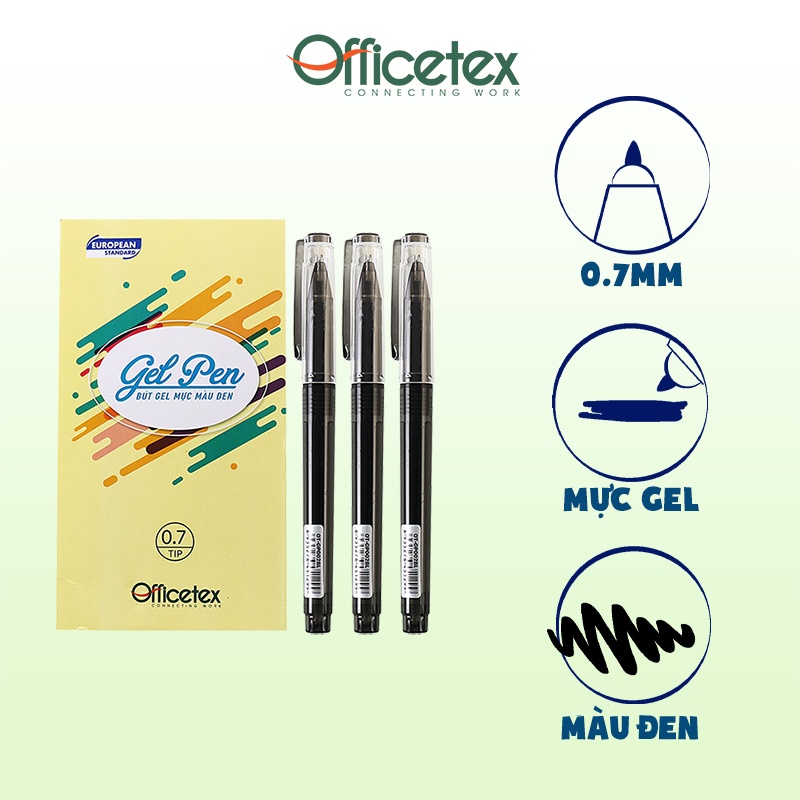 Bút gel Officetex mực đen / xanh OT-GP002 (6 Cây)