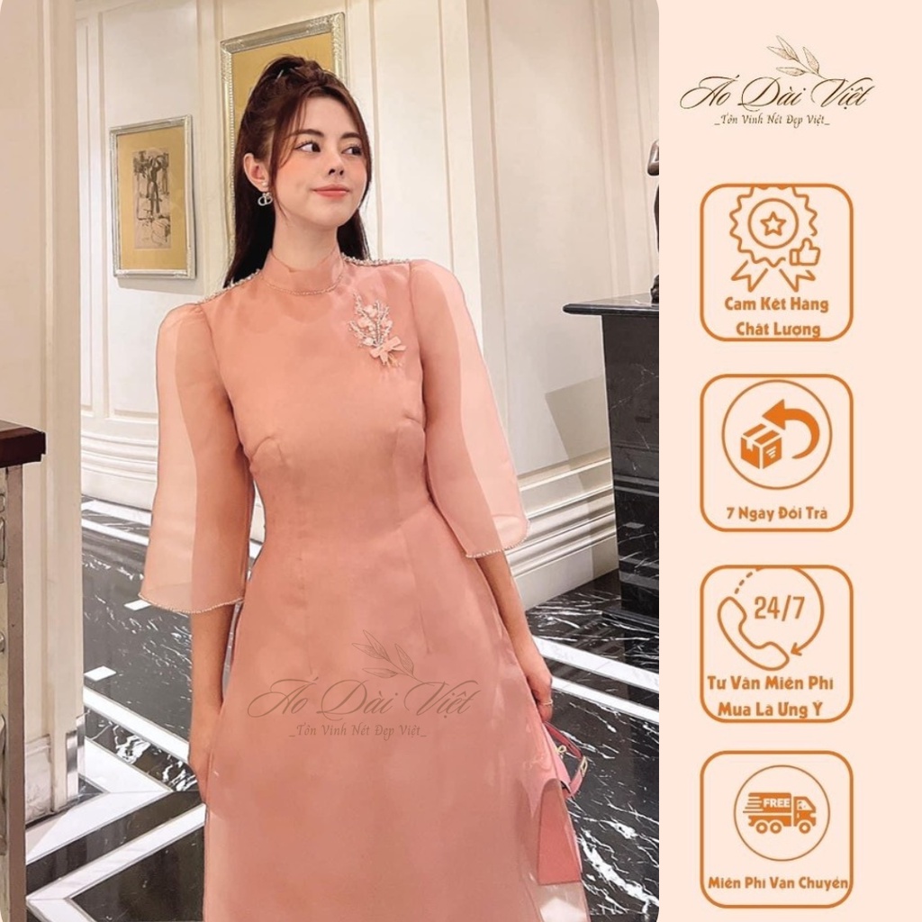 Áo Dài Cách Tân "Uyển Thi" Thiết Kế 4 Tà Vai Bồng Nhẹ Nhàng Trẻ Trung Điệu Đà Phù Hợp Cho Các Nàng Trong Nhiều Sự Kiện