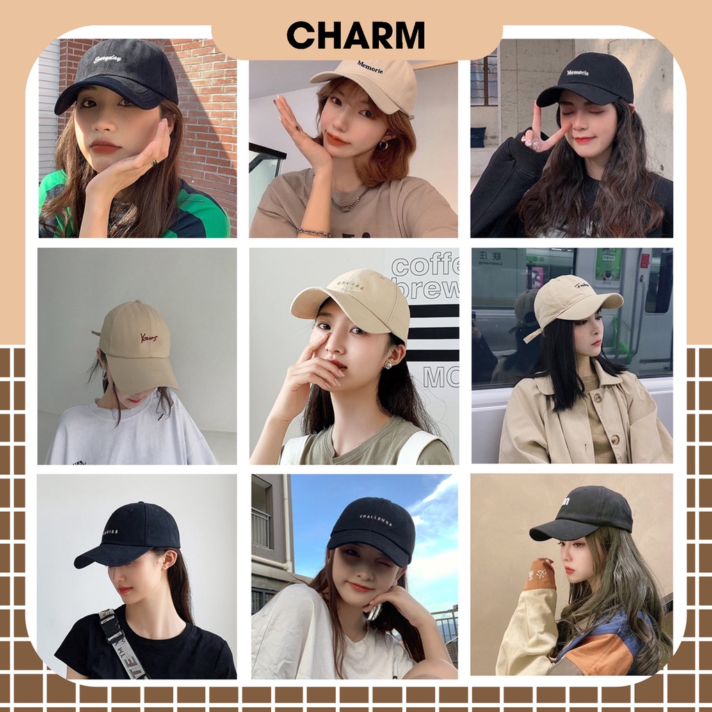 Mũ lưỡi trai nữ nam chất nhung thêu chữ phong cách unisex Ulzzang nón kết lưỡi trai CHARM