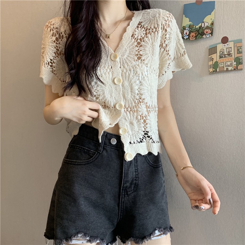 💕 Áo ren lưới hoa mặt trời, áo cardigan cao cấp 💕 | BigBuy360 - bigbuy360.vn