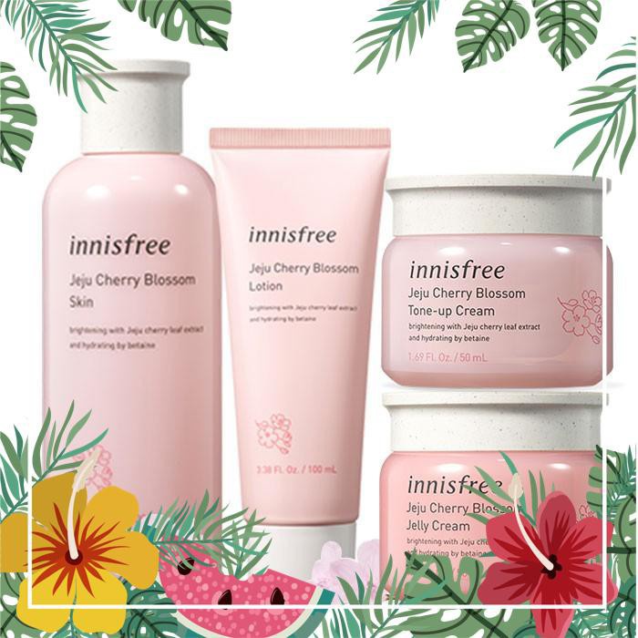 BỘ DƯỠNG ẨM DƯỠNG TRẮNG NÂNG TONE CHIẾT XUẤT HOA ANH ĐÀO INNISFREE JEJU CHERRY BLOSSOM CREAM DUO SET