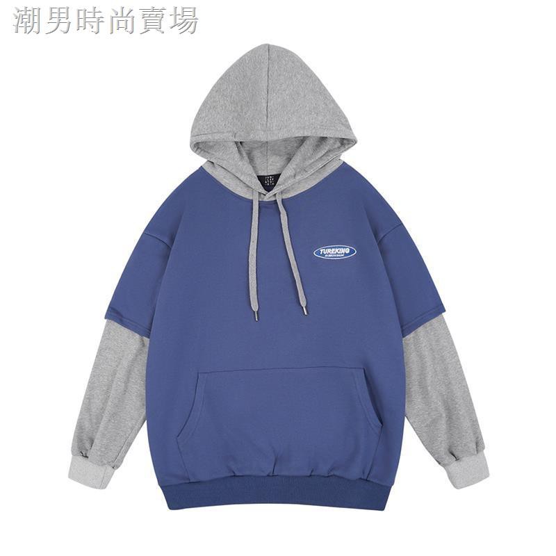 Áo Hoodie Giả Nhiều Lớp Dáng Rộng Phối Túi Cá Tính Cho Nam