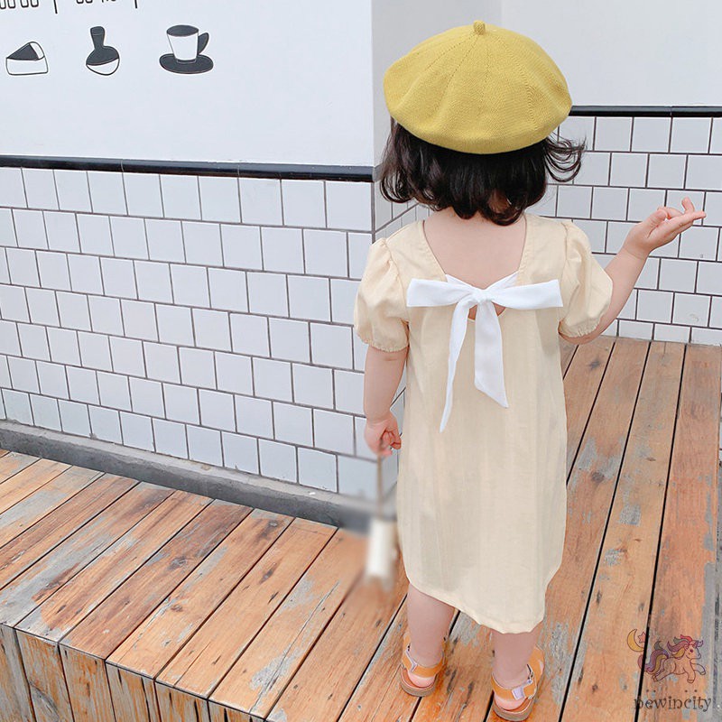 Đầm Công Chúa Tay Ngắn Phong Cách Hàn Quốc Xinh Xắn Cho Bé Gái