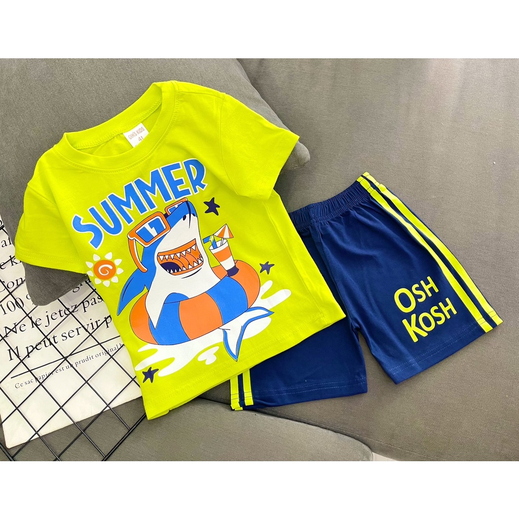 Đồ bộ bé trai ngắn tay 3-5 tuổi thun Cotton Jennie kids mềm mại thấm hút mồ hôi J373