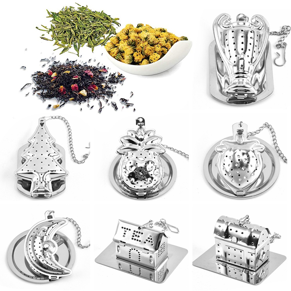 Dụng cụ lọc trà bằng thép không gỉ dễ thương kèm dây xích nối dài tiện dụng