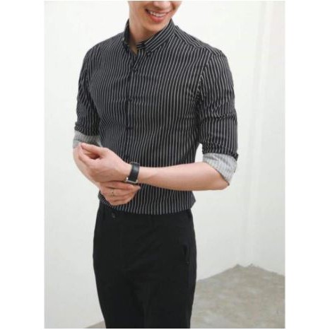 Áo sơ mi nam kẻ sọc chất lụa,Áo Sơ Mi Dài Tay,Áo Sơ Mi Hàn Quốc mềm mịn kiểu dáng hàn quốc ôm nhẹ | BigBuy360 - bigbuy360.vn