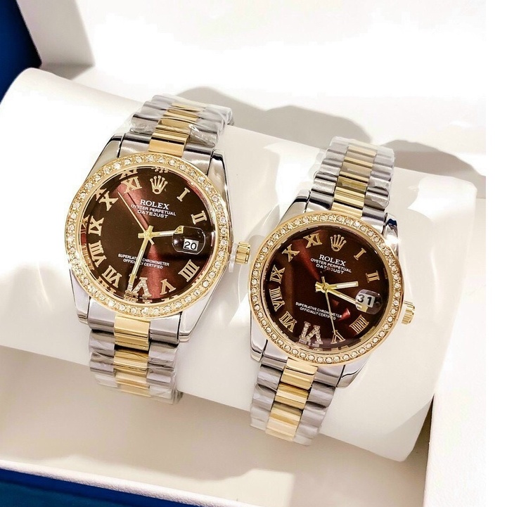 Đồng Hồ Nữ Đẹp Rolex, Đồng Hồ Nữ Đeo Tay Thời Trang Đính Đá Dây Kim Loại Thép Không Gỉ