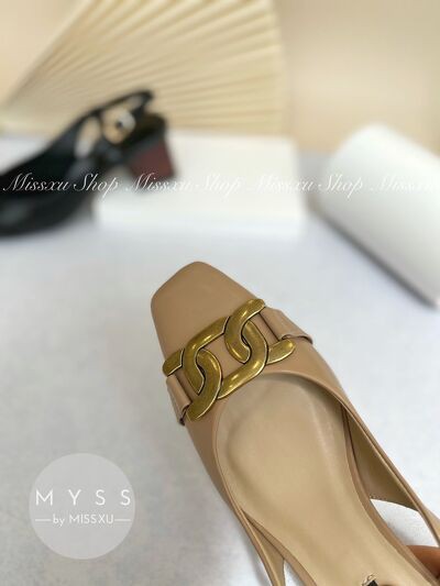 Giày cao gót mũi vuông phối khoen 5 cm Myss - CG205