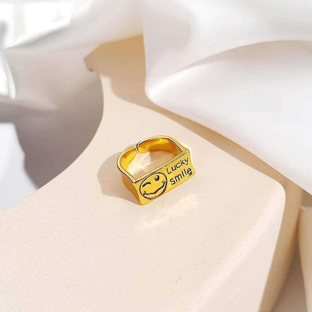 Nhẫn Mặt Cười SOMEDAYZL|Vòng Tay May Mắn Nhiều Màu Sắc Cho Cặp Đôi|Nhẫn Hở Điều Chỉnh Được Màu Sắc Thời Trang