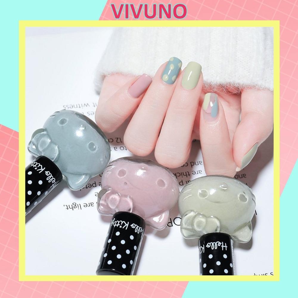 Sơn móng tay gel nhanh khô Vivuno sơn nail bóng lọ hình mèo đáng yêu SM13