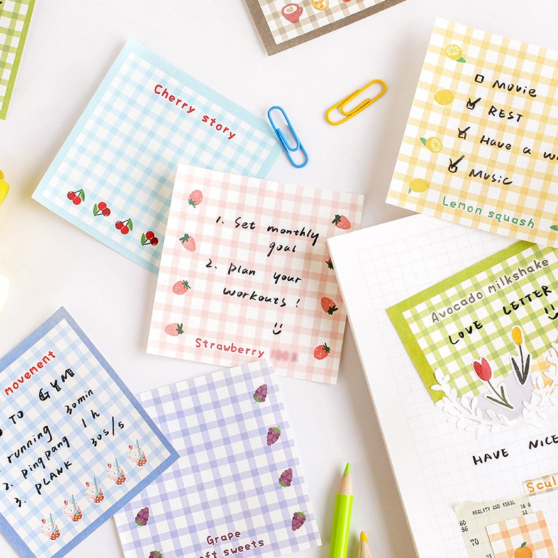 Giấy Note Cute Bộ 8 Mẫu 100 Tờ Ghi Chú Dễ Thương SWEET MOVEMENT Trang Trí Sổ Planner Bullet Journal Hàn Quốc