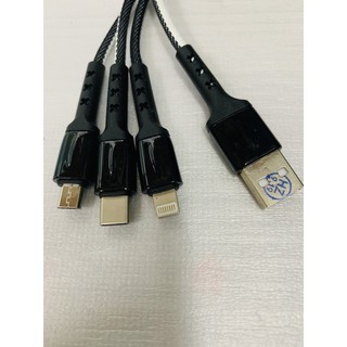 CÁP SẠC ĐA NĂNG 3 ĐẦU LIGHTNING TYPE C VÀ MICRO USB