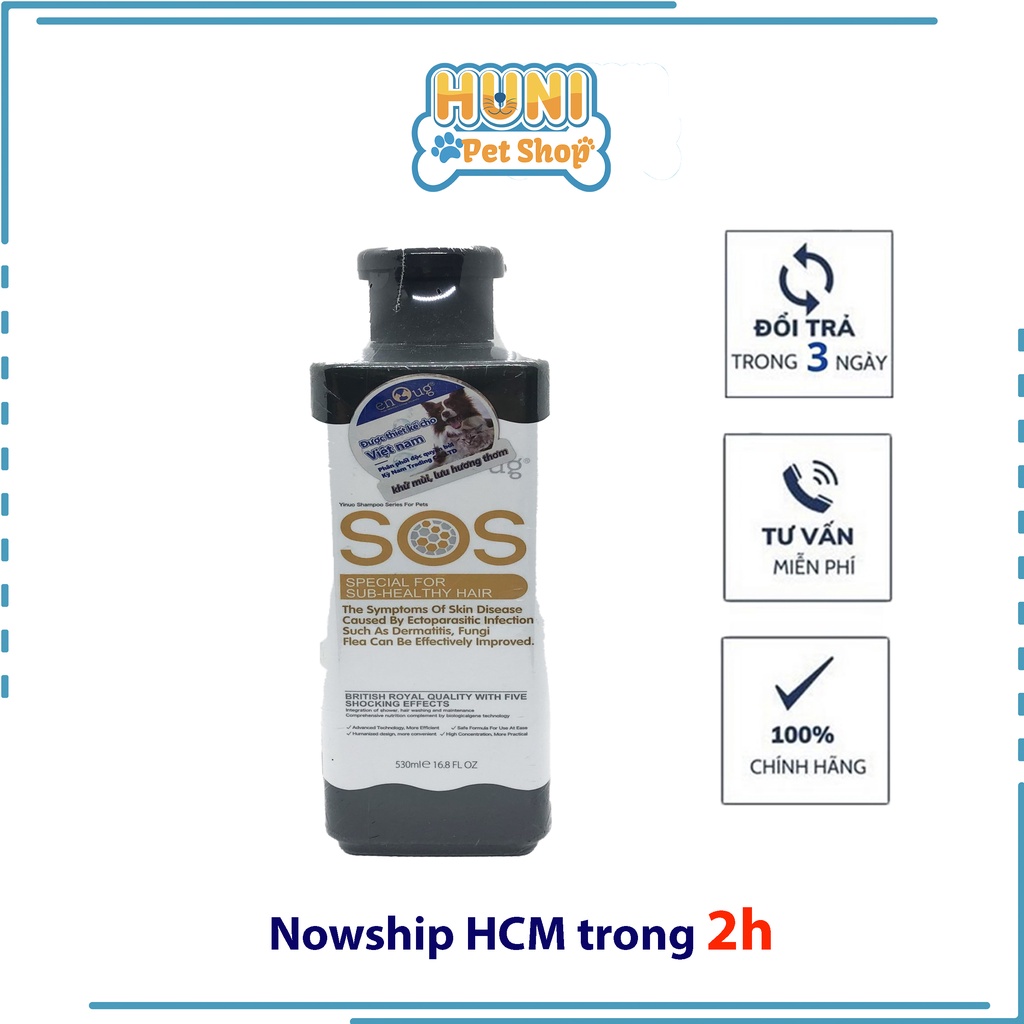 Sữa tắm SOS Sữa tắm chó Poodle khử mùi hôi và chó lông trắng, thơm lâu chai 530ml - Huni Petshop