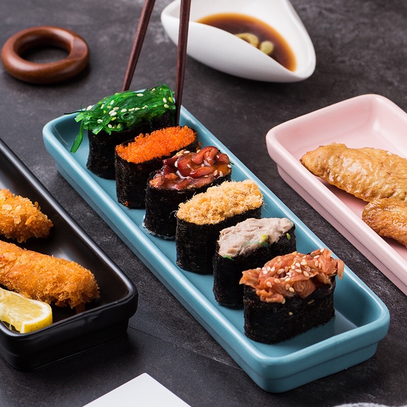 Đĩa dài chữ nhật , đĩa sứ đựng sushi chữ Nhật size 23.8cm