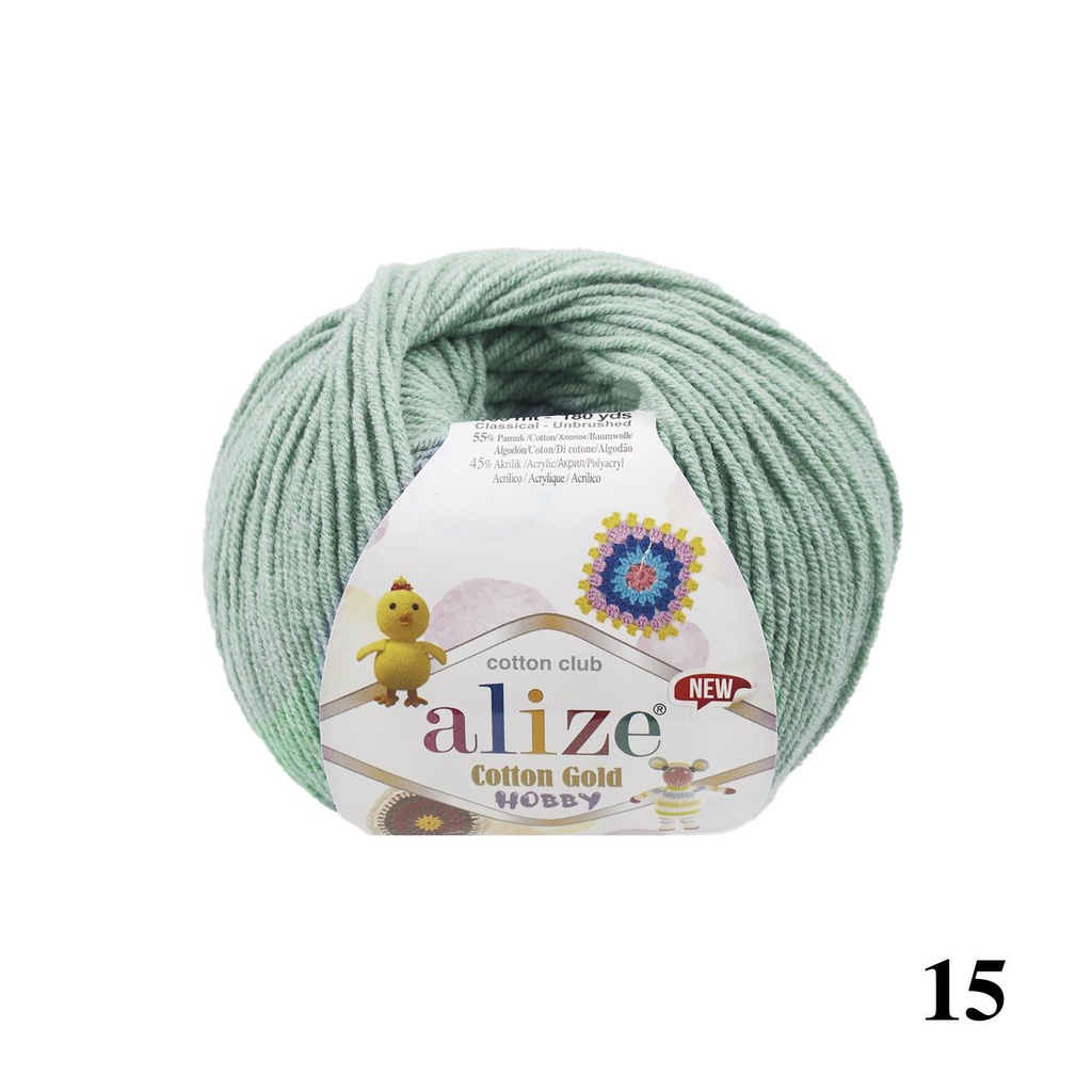 Cuộn len hè trơn đan móc thú Cotton Gold Hobby Baby New hãng Alize