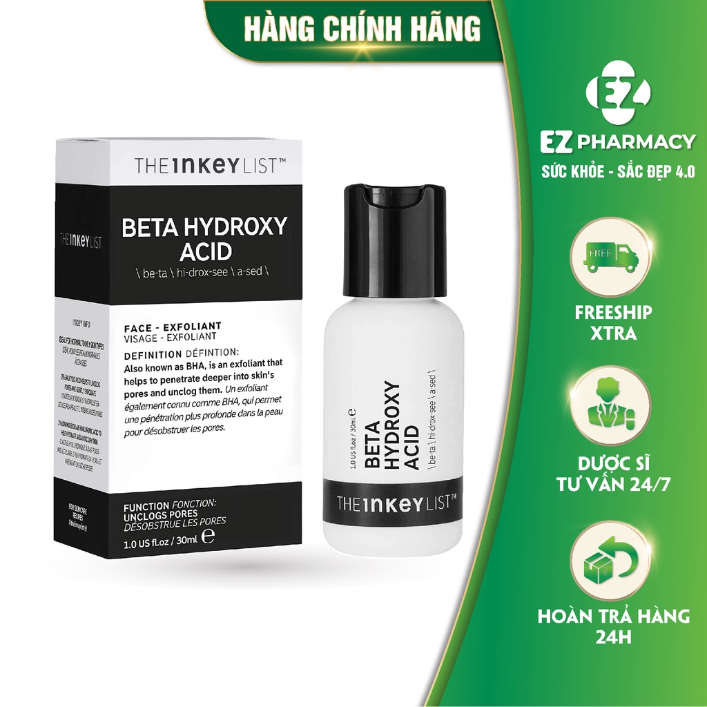 Tinh chất tẩy tế bào chết The Inkey List Beta Hydroxy Acid (BHA) Blemish + Blackhead Serum 30ml