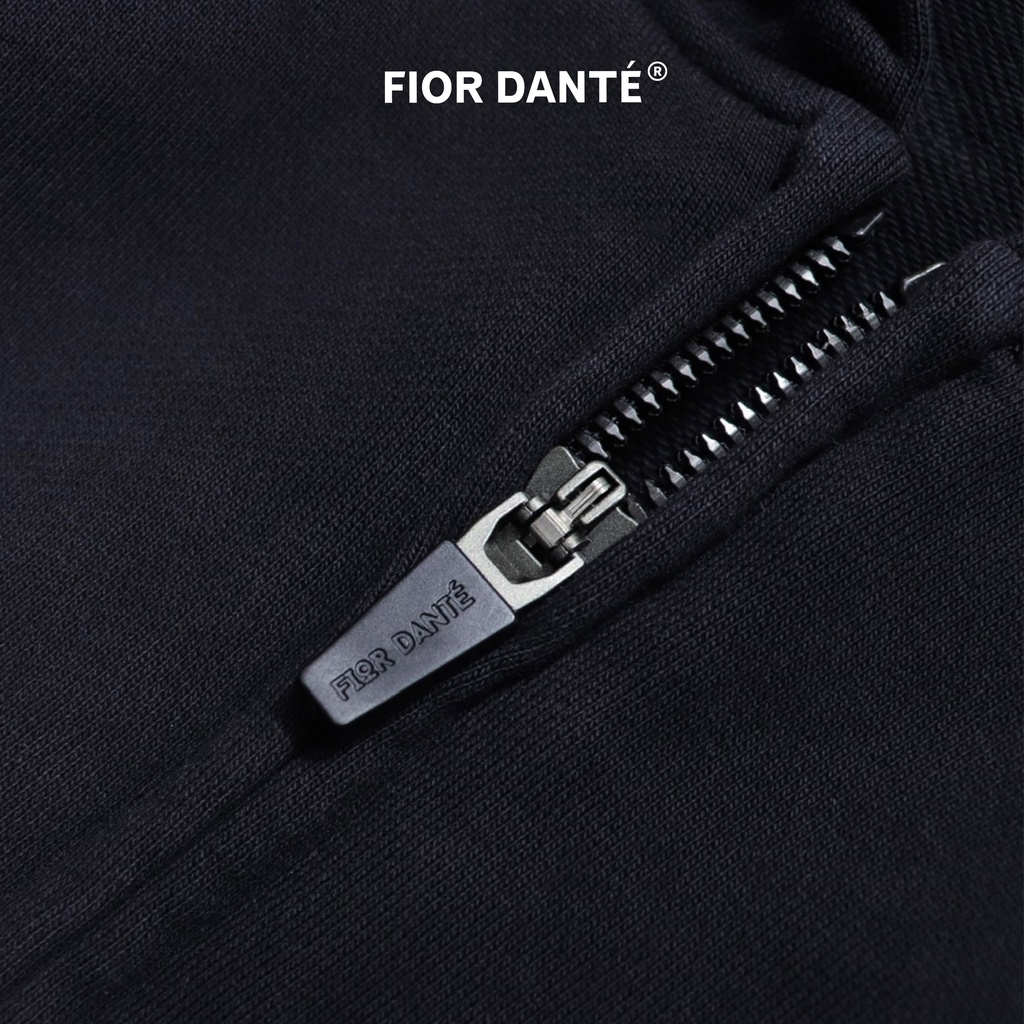 Áo Khoác Lửng Nữ Thêu Chữ FIOR DANTÉ CROPPED FULLZIP HOODIE Màu Đen 100% Vải Cotton Co Dãn, Thoáng Mát