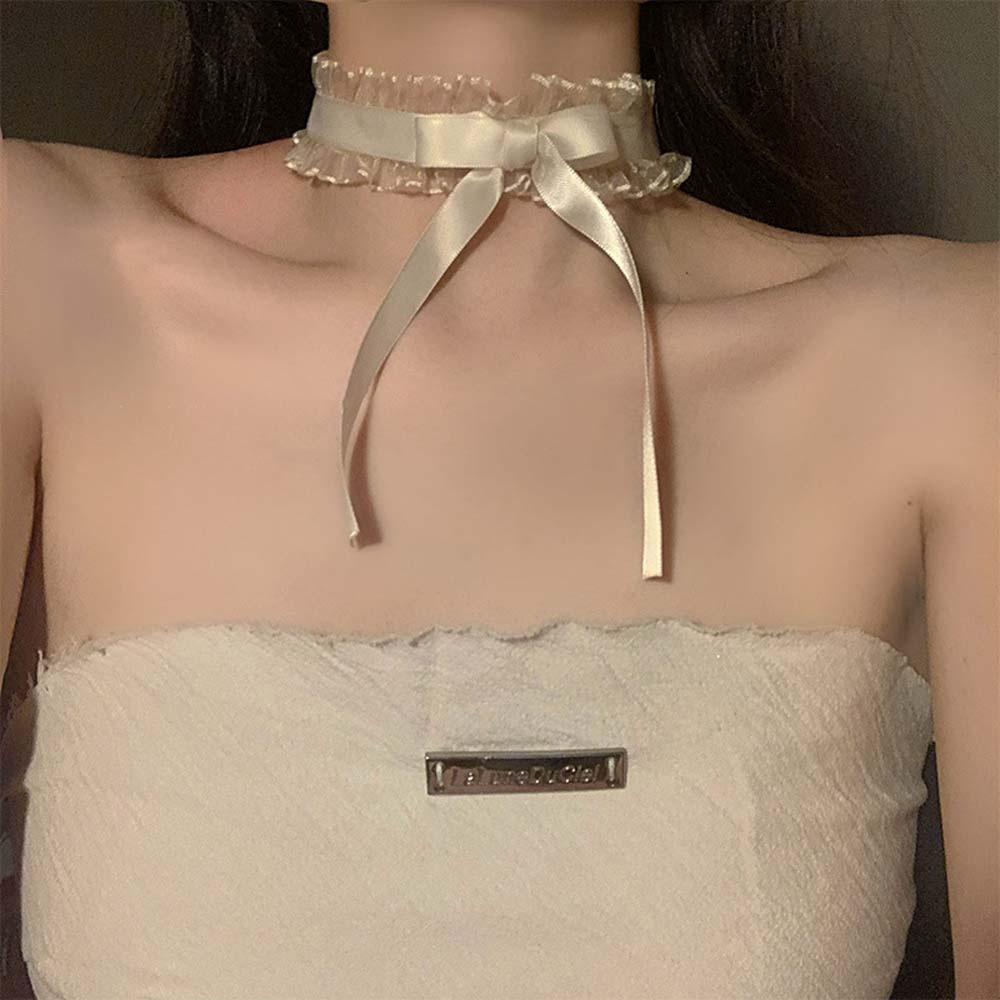 Vòng cổ choker vải ren thắt nơ thời trang hàn quốc ngọt ngào cho nữ