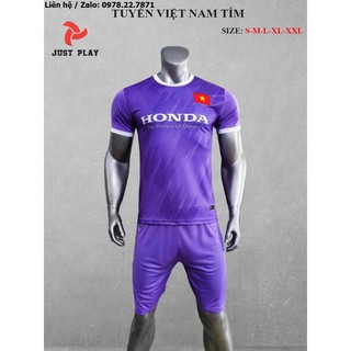 Thanh lý bộ quần áo bóng đá, đồ đá banh đội tuyển việt nam training màu tím 2021-2022