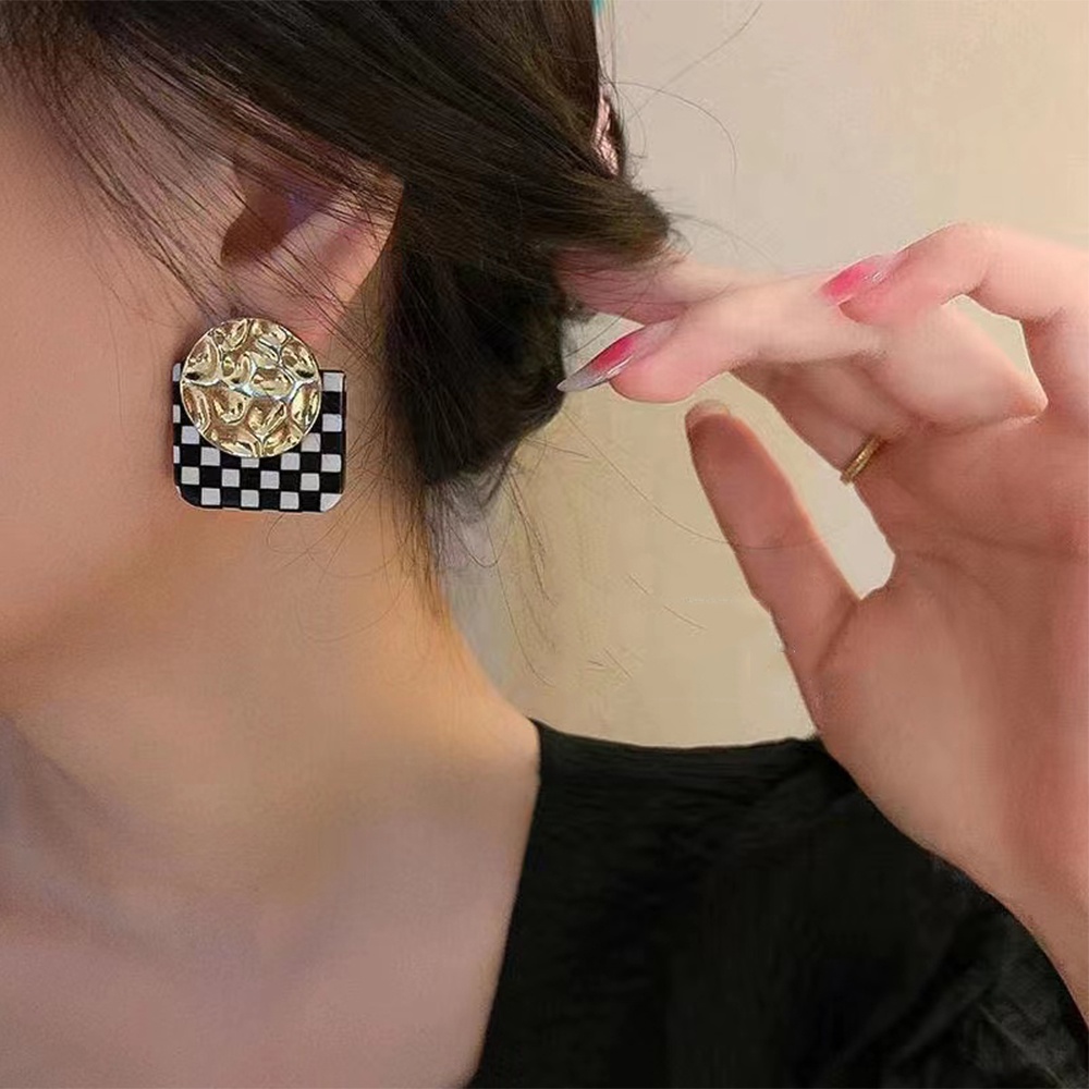 iF YOU Khuyên Tai Kim Loại Dạng Lưới Phong Cách Hàn Quốc Cho Nữ