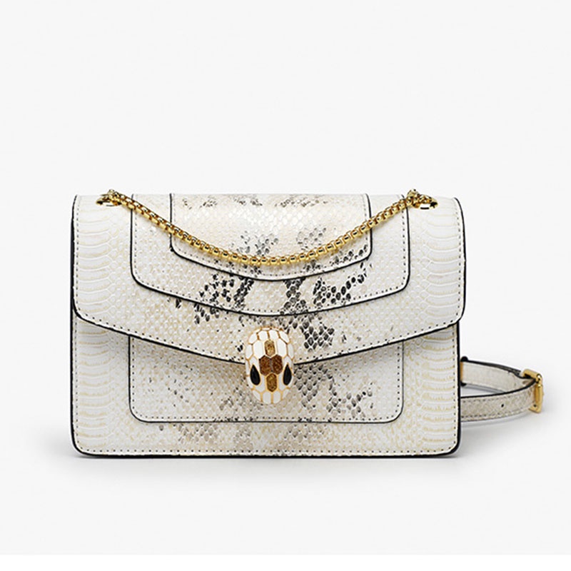 IELGY Niche Túi Xách Đeo Vai Họa Tiết Da Rắn Phối Dây Xích Chất Lượng Cao Cho Nữ