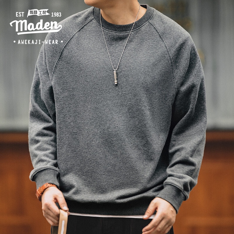 Áo sweater MADEN cổ tròn phong cách retro chất lượng cao cho nam
