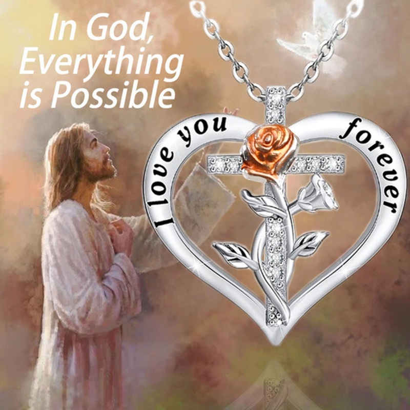 Vòng cổ Mặt Trái Tim Khắc Chữ KING / Rose in Heart Thời Trang Cho Nữ