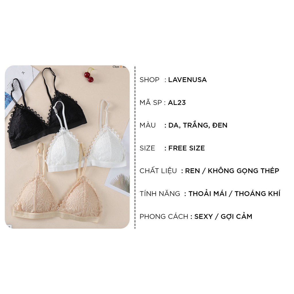 Áo bra ren sexy không gọng có mút nâng ngực freesize 40-60kg LAVENUSA AL23