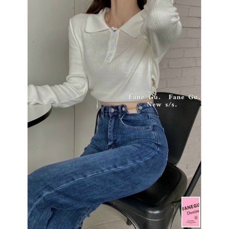 [ẢNH THẬT] QUẦN BÒ ỐNG SUÔNG CẠP PHỐI XÍCH