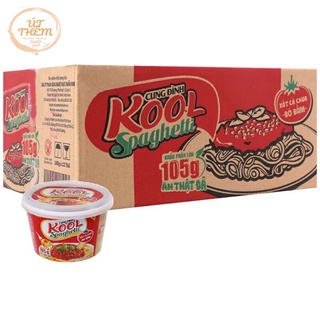 Thùng 12 thố mì trộn kool spaghetti cung đình 105g , mì trộn kool bbq cung đình 105g