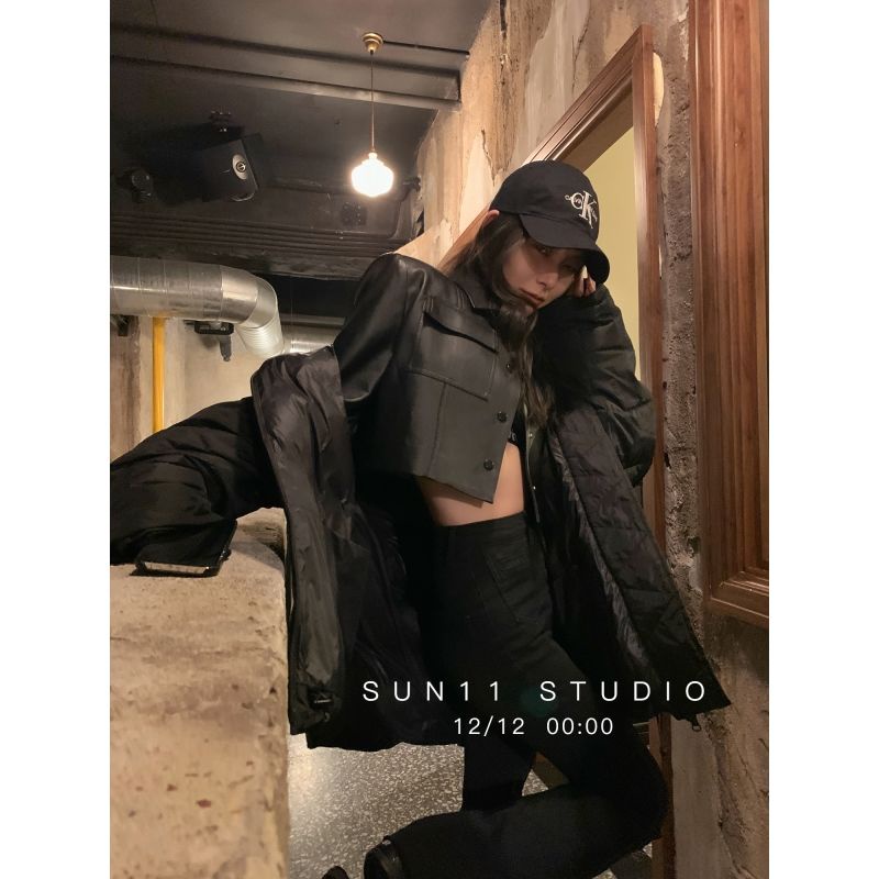 Set Áo Khoác + Chân Váy Xếp Ly Lưng Cao Bằng Da Thời Trang Dành Cho Nữ