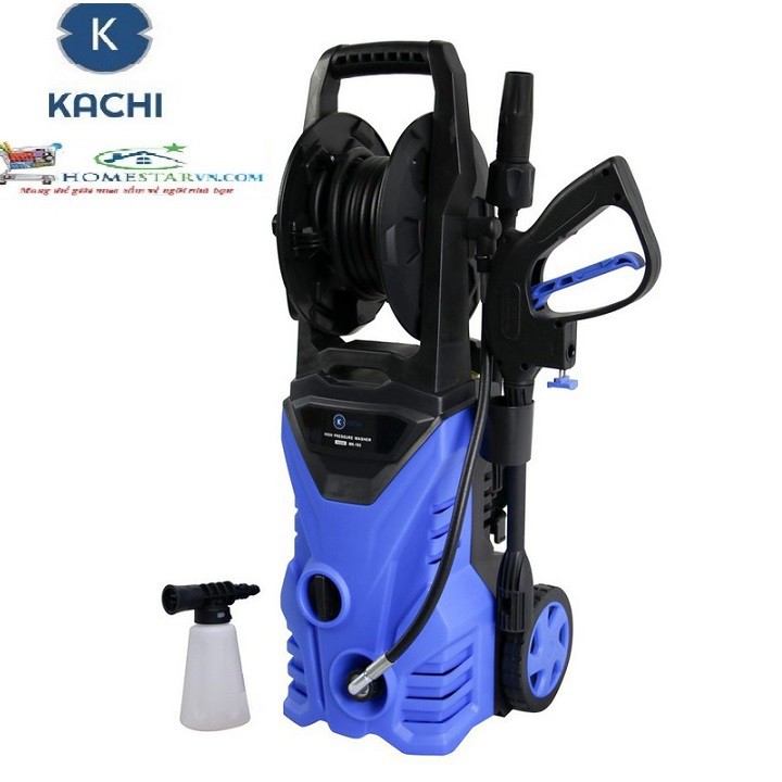 Máy xịt rửa xe cao áp Kachi 104 1650W Có trục cuốn dây + Tặng 2m ống hút nước đầu vào