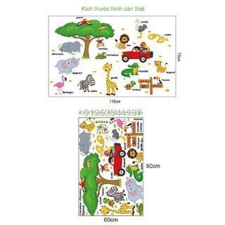 DECAL DÁN TƯỜNG VƯỜN THÚ TIẾNG ANH SIÊU HÓT CHO BÉ