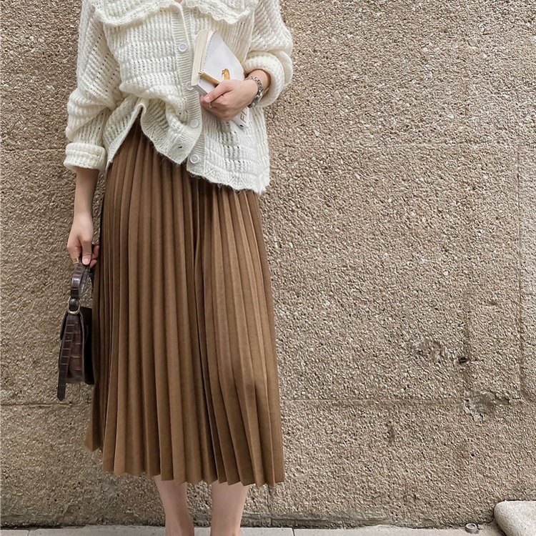 Chân váy xếp ly dáng dài Midi công sở qua gối chất tuyết mưa CAO CẤP mềm mại không bóng cạp chun sang trọng CV17 | BigBuy360 - bigbuy360.vn