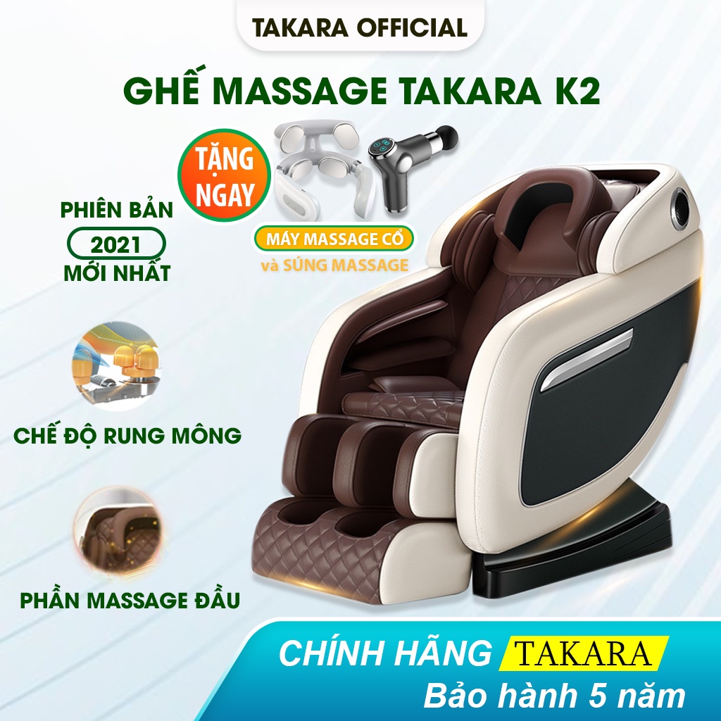 Ghế Massage Toàn Thân Takara K2, Máy Matxa Trị Liệu 5 Vùng Với Nhiệt Hồng Ngoại Công Nghệ Nhật Bản