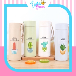Bình giữ nhiệt, bình đựng nước xương rồng lõi thủy tinh dễ thương dung tích 450ml - LANA QUEEN