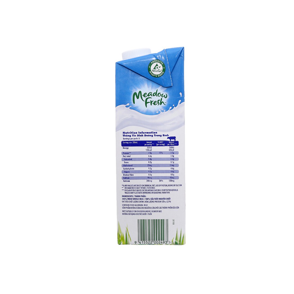 Sữa tươi nguyên kem không đường Meadow Fresh 1 lít