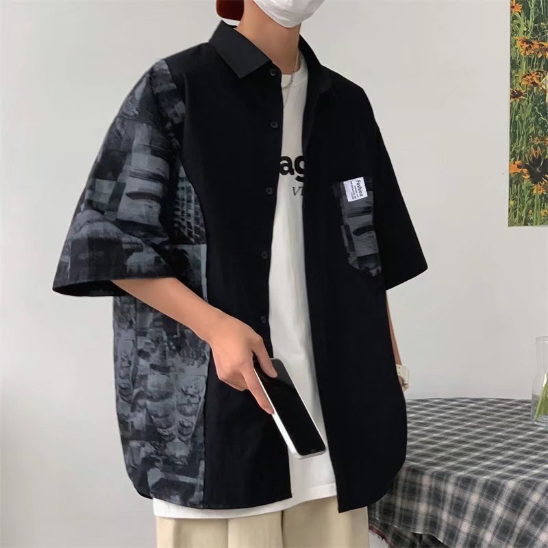 Áo Sơ Mi Tay Ngắn Dáng Rộng Phong Cách hip hop Thời Trang Hàn Quốc Chất Lượng Cao 2022 Cho Nam