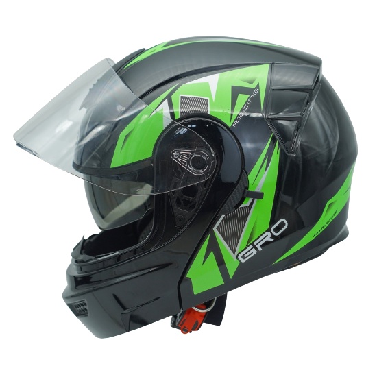 Mũ Bảo Hiểm Fullface Lật Hàm GRO 2 Lớp Kính - BH Chính Hãng 12 Tháng (Tặng Khăn Trùm Ninja)