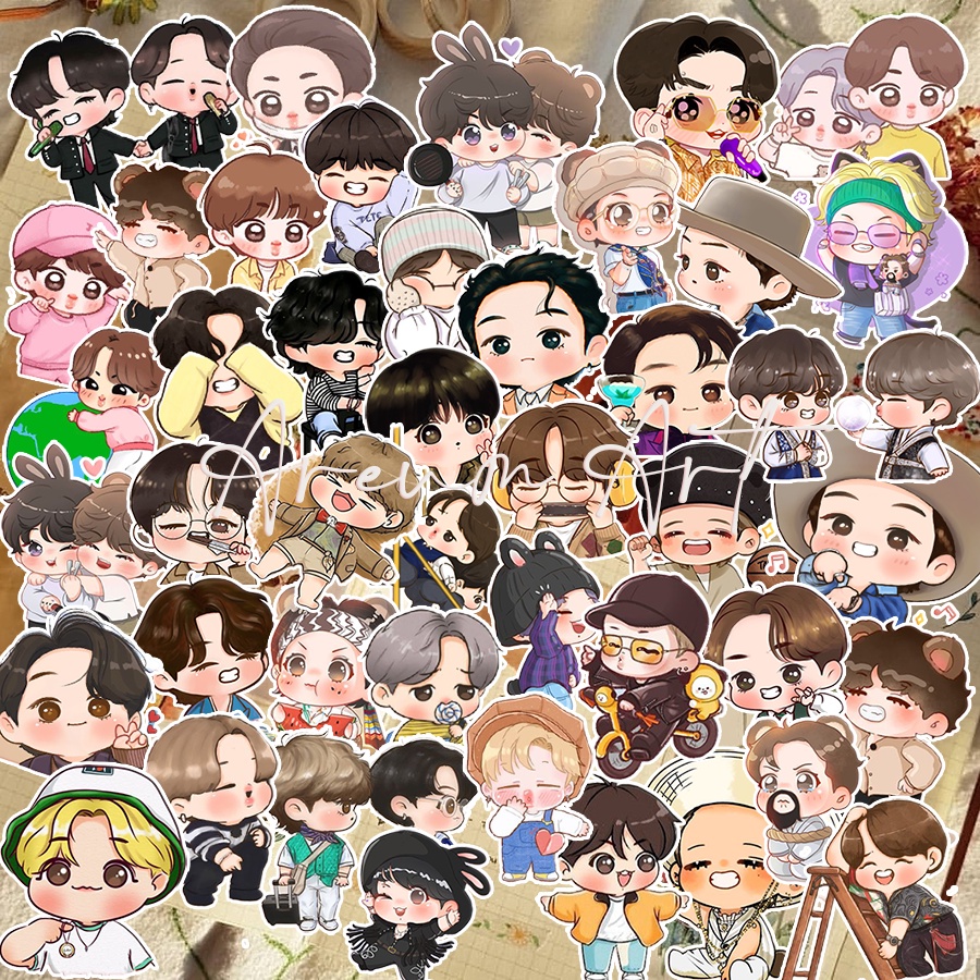 Bộ 50 Miếng Dán Trang Trí Hình Nhóm Nhạc BTS Vol 2 Dễ Thương