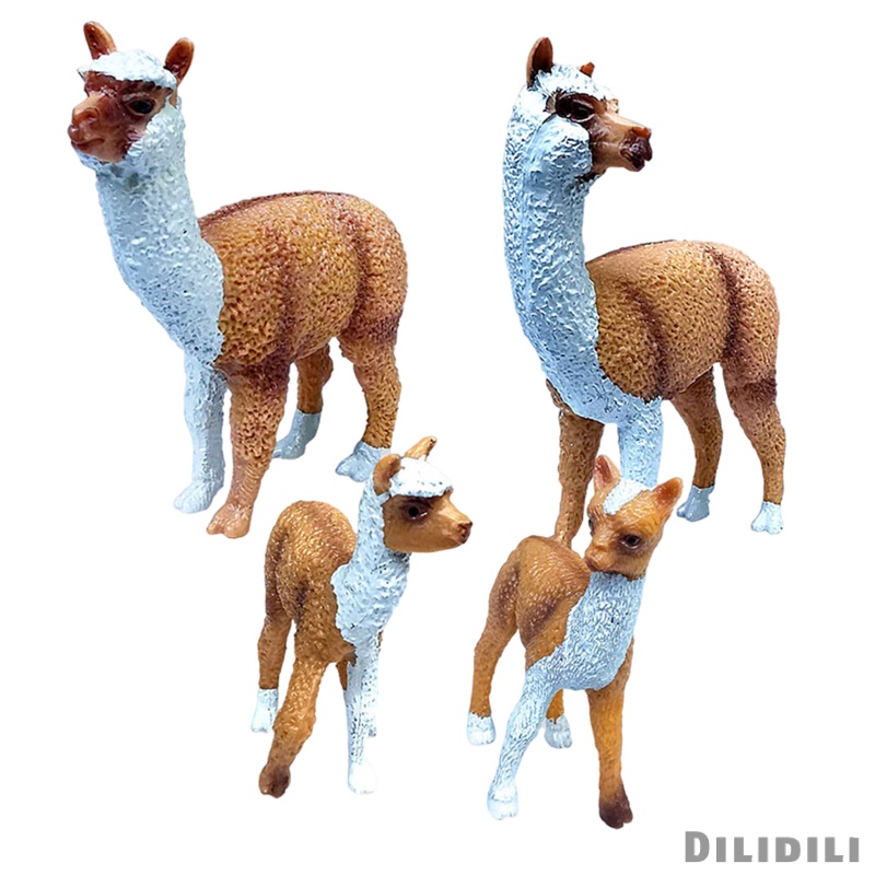 Farm Zoo Animals Figures Toys Realistic Wild Zoo Animals Alpaca Figurines PVC Animals Playset with Alpaca Mom, Alpaca Daddy and Alpaca babies Set of 4