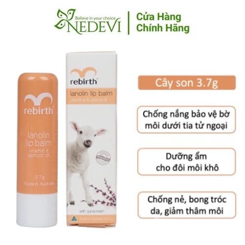 Son Dưỡng Môi Nhau Thai Cừu Rebirth Dưỡng Ẩm Làm Mềm Môi - NEDEVI Chính Hãng