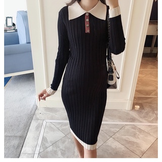 ĐẦM BẦU LEN BODY CÓ CỔ DR2456