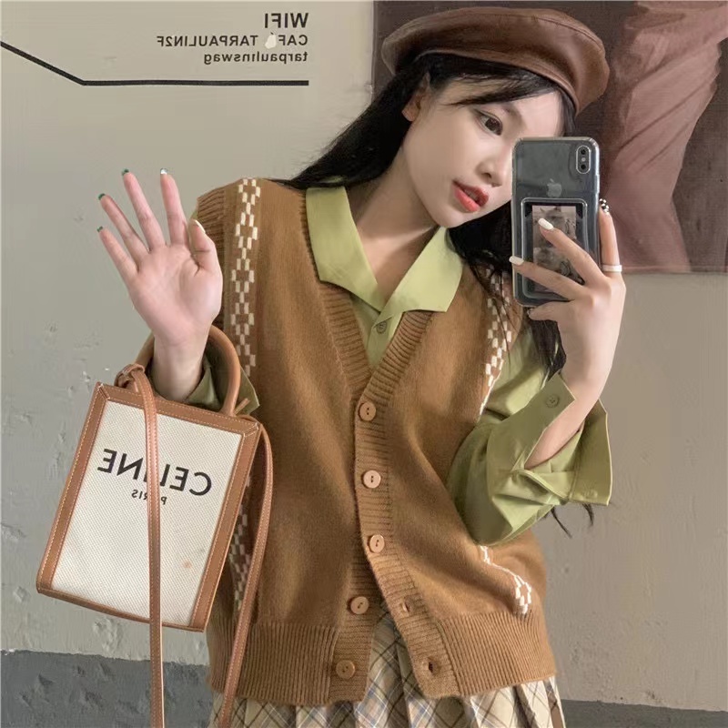 Áo cardigan không tay phong cách cổ điển thời trang Hàn Quốc cho nữ | BigBuy360 - bigbuy360.vn