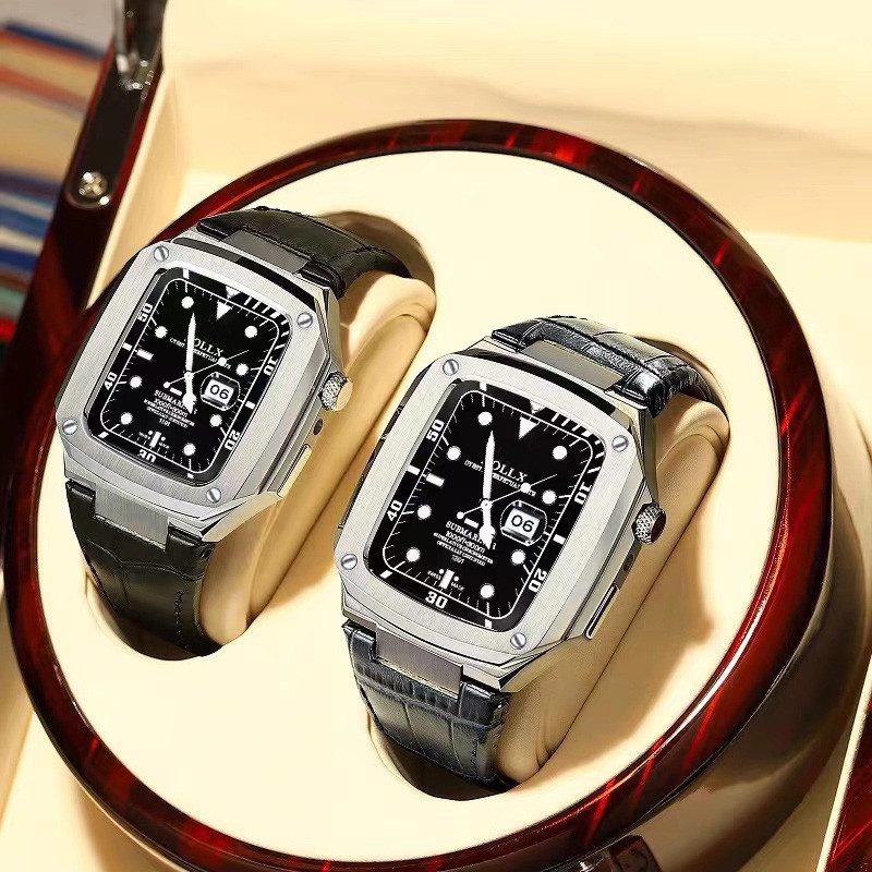 Dây Đeo Đồng Hồ Bằng Kim Loại Sang Trọng Cho iWatch Band + Case iWatch series 8 7 SE 6 5 4 45mm 44mm