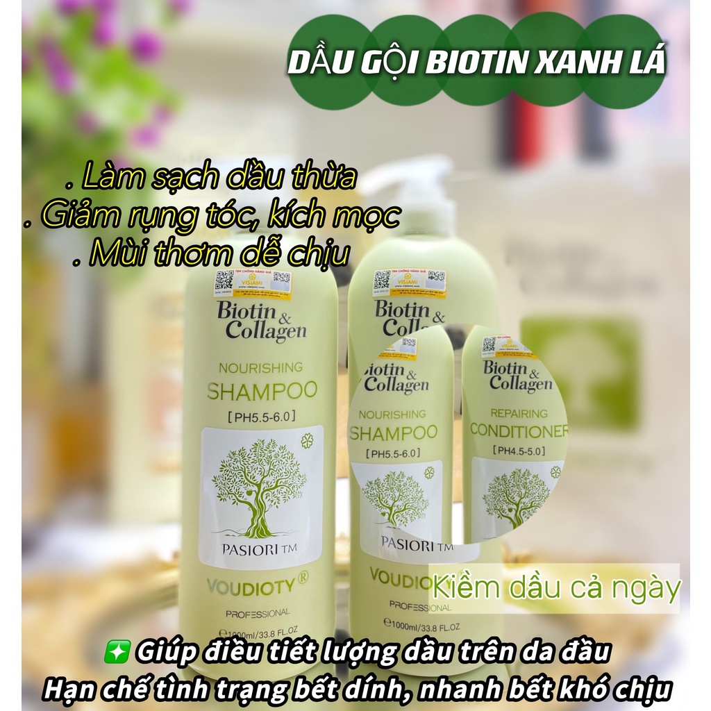 Cặp Dầu Gội Xả BIOTIN COLLAGEN TRẮNG 1000ml MẪU 2021- Giảm Rụng Tóc, Kích Mọc Tóc, Phục Hồi Tóc Khô Xơ -Hàng Chính Hãng
