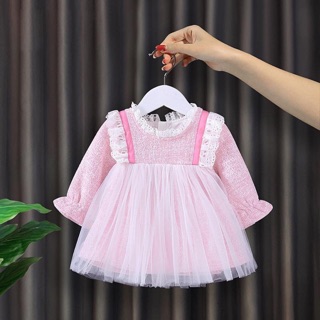 Đầm vải dạ màu hồng