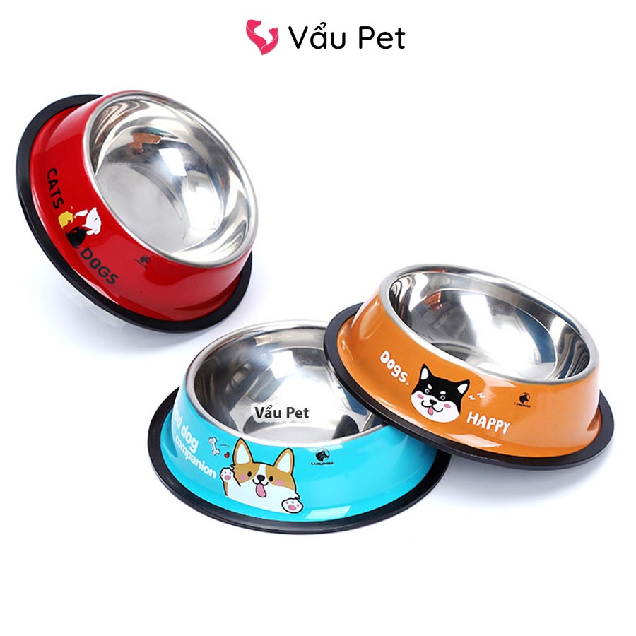 Bát ăn cho chó mèo inox - Bát đựng thức ăn, uống nước cho chó mèo Vẩu Pet Shop